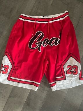 Just Don Chicago Bulls Goat Red Basketball Shorts with Drawstring Waist